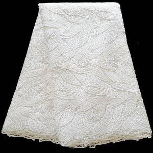 China Leaf design with many stones white embroidered fabric for lady garment 2015 on sale