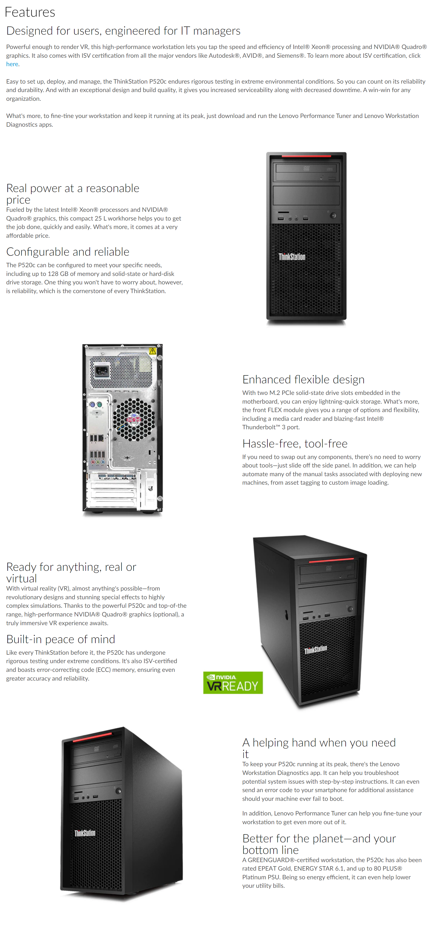 Lenovo Thinkstation P520C Tower Workstation W-2223 with Large Hard Drive Capacity