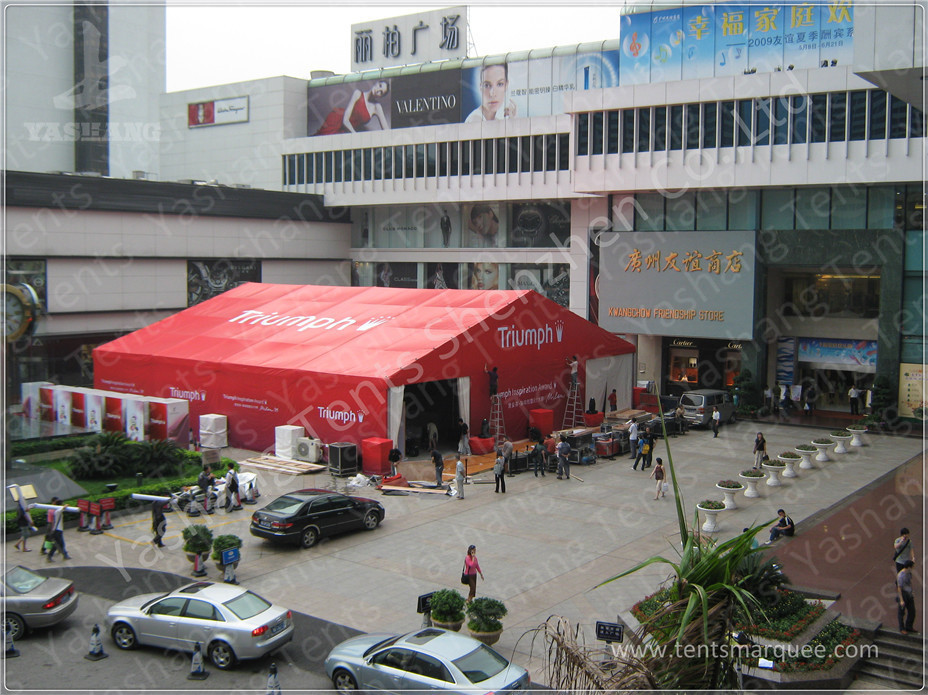 20X20M Red Fabric Cover Outside Event Tent For Exhibition , Outdoor Trade Show Tent Displays