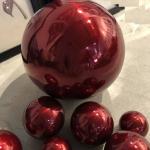 30CM/12 Inch Red Gazing Hollow Metal Balls Globe Mirror , Stainless Steel Sphere