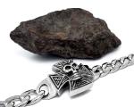Gothic Skull Cross Stainless Steel Id Bracelet for Men Vintage Old Metal