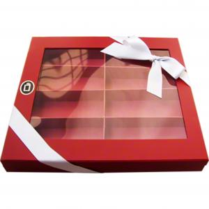 China Red Rigid Apparel Boxes 2 Piece Apparel Boxes Pvc Window And Ribbion on sale