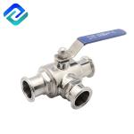 Sanitary three way SS Tri clamp Casting Ball Valve