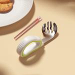 100% Food Grade Silicone Stainless Steel Baby Spoon Fork Set for Kid Feeding