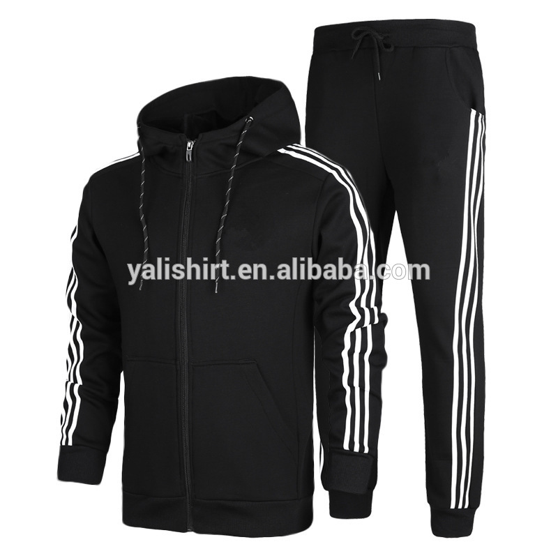 OEM high quality cotton tracksuit men with strip
