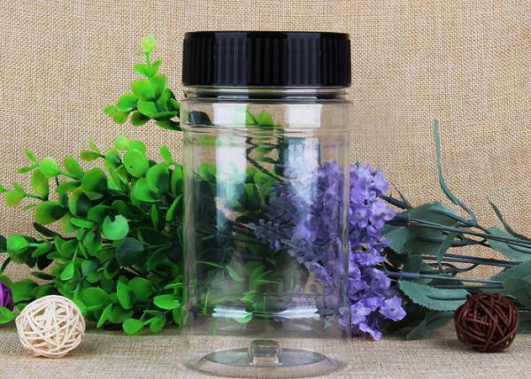 220ml / 350ml Food Clear Plastic Packaging Tubes / Cylinder PET Bottle With
