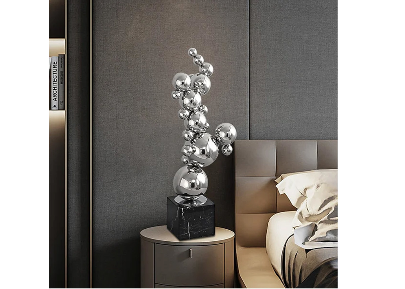 Large Landscape Decorative Polished Stainless Steel Lover Sculptures