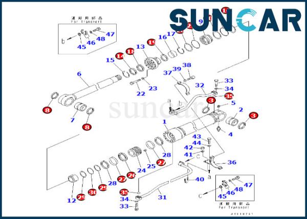 Boom Cylinder Sealing Kit 7079976130 707-99-76130 Komatsu Boom Cylinder Seal Kit