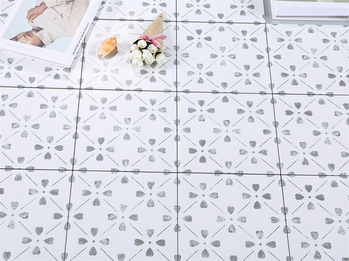White 20x20cm Wear-Resistance Indoor Floral Ceramic Rustic Floor Tiles For Bathroom And Non-Slip Wall Tile For Living Room
