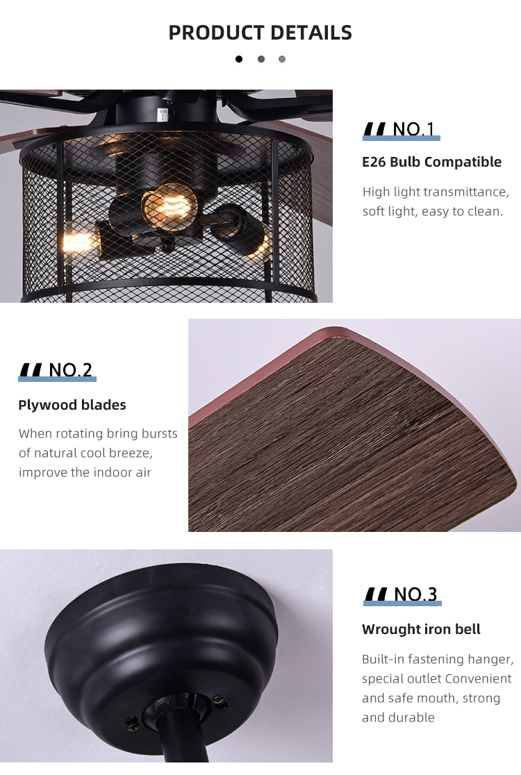 Home Office 5 Plywood 2000LM Crystal Ceiling Fan Light With DC AC Motor