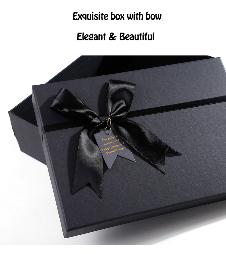 Black Cardboard Simple Design Elegant Custom Luxury Scarf Business Set Gift Box With Ribbon