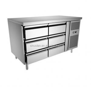 China Hot Commercial Counter Fridge Freezer / 110 /220v 2 Solid Door Refrigerated Worktable Freezer For Restaurant Kitchen on sale