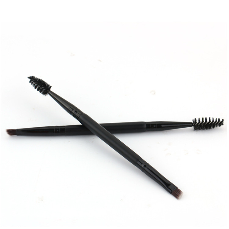 Custom 2021 New Design Dense Soft Cosmetic Dual Black Eye Eyebrows Makeup Brush