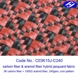 China Jacquard Coin Pattern Carbon Aramid Fabric Woven Filament Fiber Yarn on sale