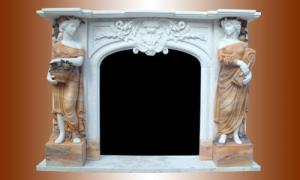 China Nature Marble Statue fireplace mantel,China stone carving fireplaces supplier, decorative fireplace  mantel for indoor on sale