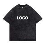 High Street Acid Wash T Shirt Unisex Oversized Black Tee with Custom Logo 1000