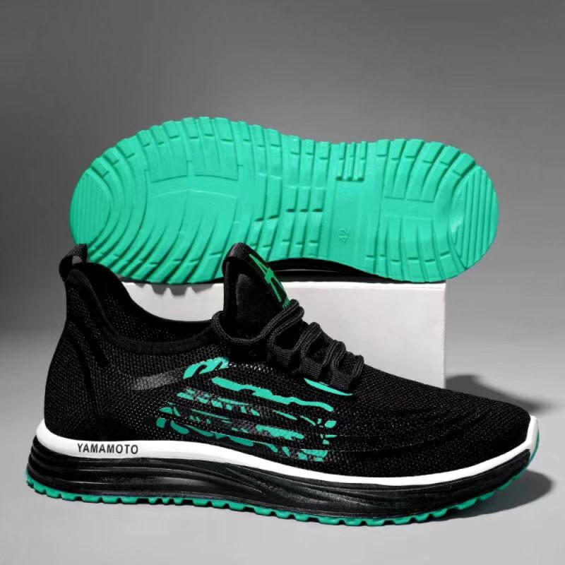 Black cool Men's Flyknit Sport Shoes Knitted Upper sample free