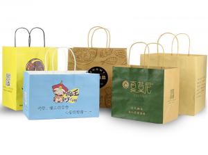 China Wholesale Custom Printed Kraft Paper Bags Pacakging For Food Delivery Fctory on sale