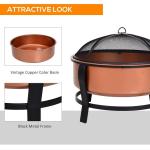 Customized Logo Modern Outdoor Portable Copper-Colored Round Metal Wood Burning