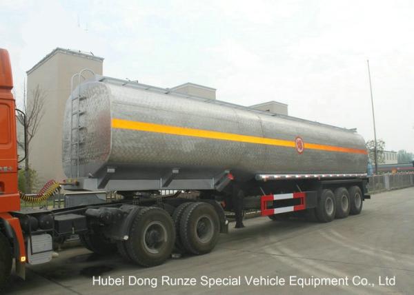 Liquid Alkali Tanker Trailer With Stainless Steel Polished Tank For Sodium