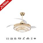 220V Crystal Retractable Ceiling Fan Light Dimmable Fandelier 3 Speed
