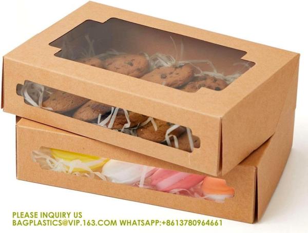 Auto-Pop Up Kraft Cookie Boxes For Gift Giving 8x5.3x2 Brown Treat Box With