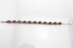 Sterling Silver Created RUBY Clear CZ Diamonds Tennis Bracelet(B02RUBY)
