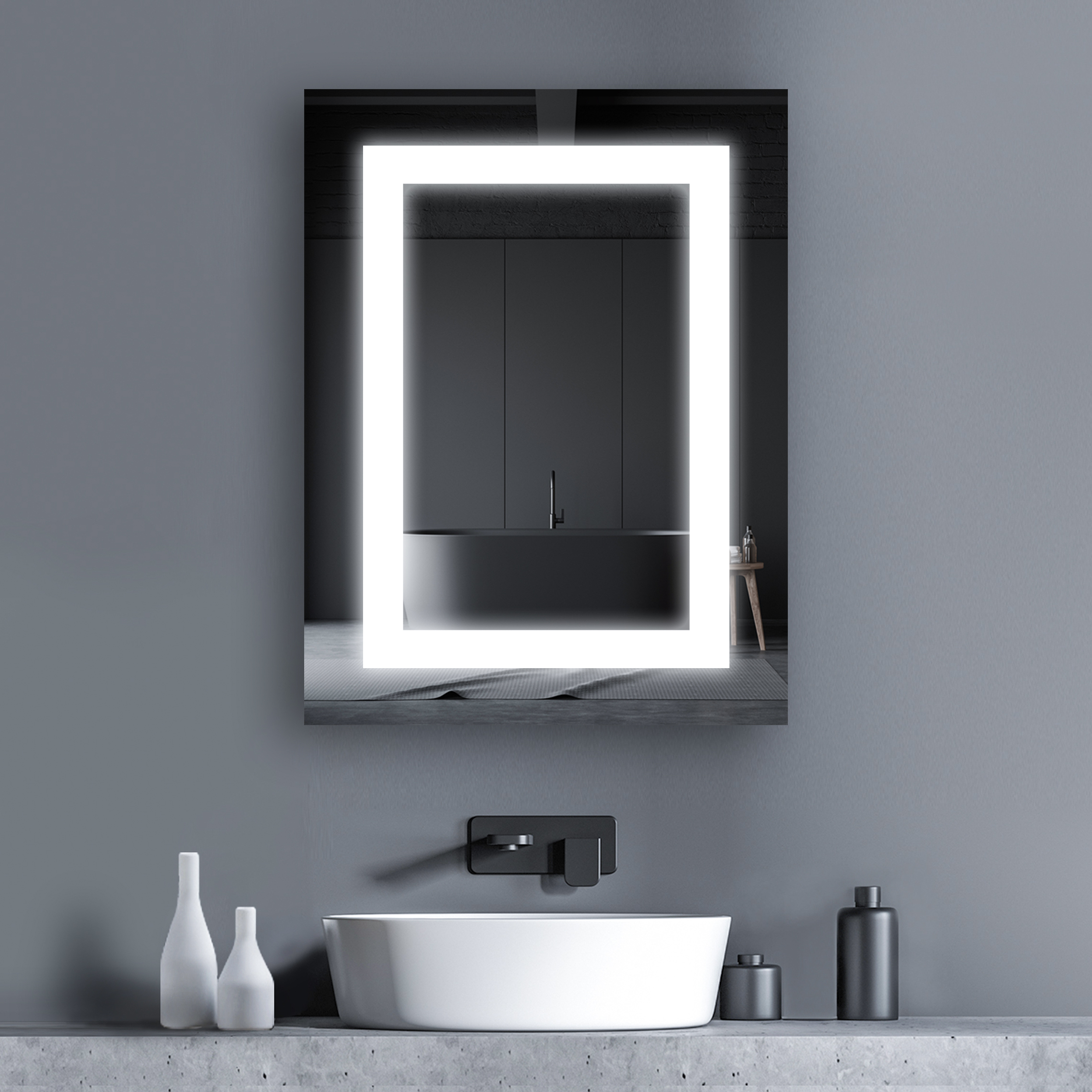 Modern Style Wall Mount Backlit Lighted LED Bathroom Vanity Mirrored Medicine Cabinet