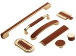 Gold Plated black Leather Drawer Pull Kitchen Cabinet Handles Office Desk/