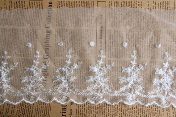 White Floral Venise Nylon Mesh White Bridal Lace Fabric For Dressmaking