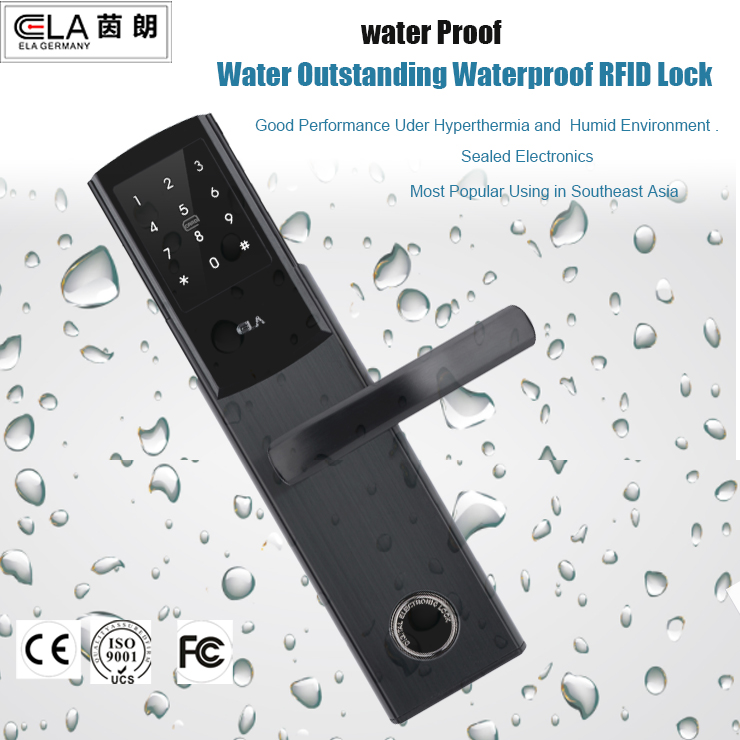 Black Access Control Hotel Door Locks / Smart Door Lock With Card
