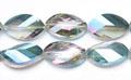 Half Plated Green Glass Faceted Horse Eyes, 18 Beads Per Str