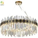 Hanging LED Crystal Pendant Light Matt Black Clear Modern Crystal Chandeliers K9