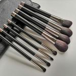 Vegan Face Eye Beauty Makeup Brush Set 8pcs Shiny Black Plastic Handle