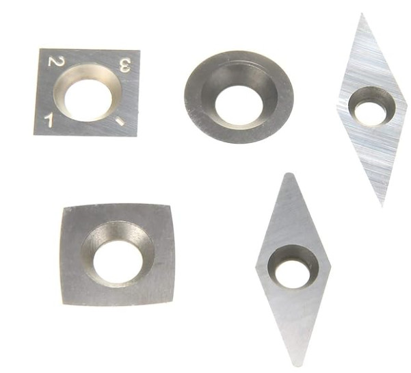 5Pcs Wood Turning Carbide Cutter Inserts Including Round / Square / Diamond Shape For DIY Lathe