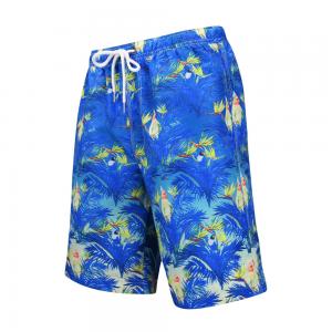 China Digital Printed Polyester Men'S Wide Leg Blue Beach Shorts on sale
