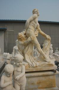 Wholesale Antique man stone sculpture with lion from china suppliers