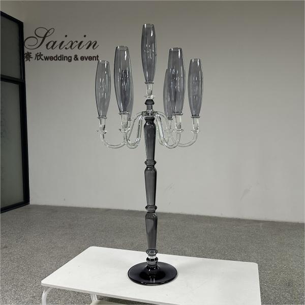 ZT-593B Saixin Large 7 Arms Crystal Candelabra Chic Smoke Gray Colored For