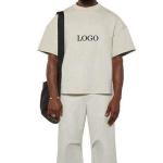 Hip Hop Style 300gsm 100% Cotton Men's Custom Drop Shoulder Oversized Cropped