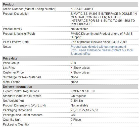 6ES5308-3UB11 6ES5 308-3UB11 Siemens Interface Module
