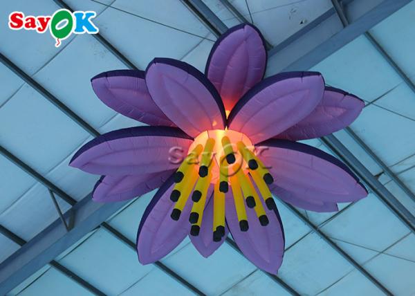 Customized 10ft Inflatable Lighting Decoration Led Lily Flower For Wedding Christmas