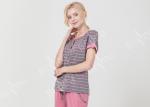 Homestyle Round Neck Women'S Pajama Short Sets , Ladies Striped Pyjamas sets
