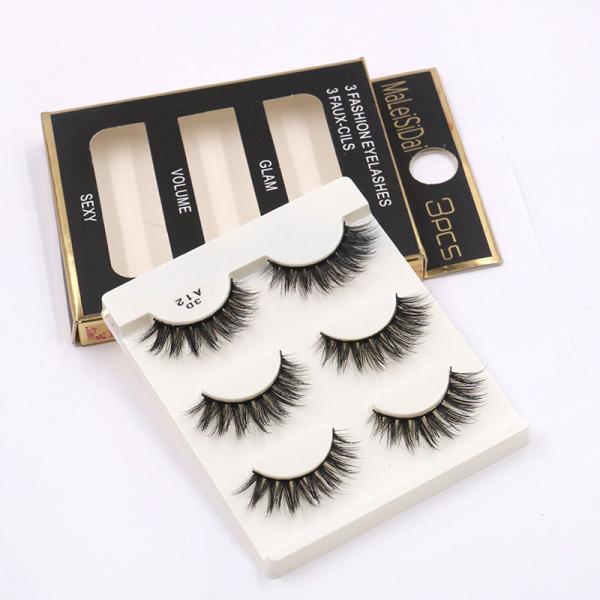 Makeup Suppliers Hot Sale high quality Self-adhesive Artificial Eyelashes three pairs in a box