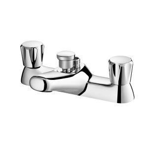 Wholesale Bath Taps With Shower Bath Shower Filler Mixer Tap Double Lever Chrome Solid Brass With Shower Hand from china suppliers
