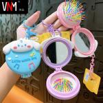 3 In 1 Folding Portable Small Mirror Keychain Decoration Labubu Doll Keychain