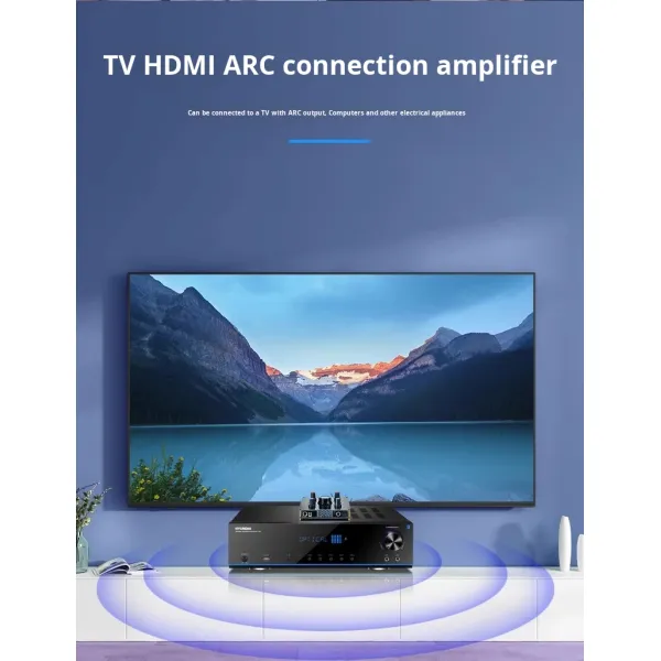 2.0 Channel High-Power 100W Wireless Karaoke Amplifier BT Lossless Decoding HDML ARC Optical Fiber Coaxial Electronics Stock