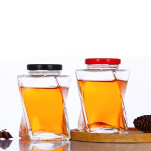 Wholesale 500g Empty Honey Bottles Clear Honey Glass Jar 12OZ Twist Shape With Lid from china suppliers