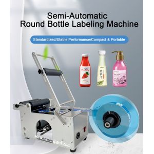 Small Desktop Bottle Packaging Labeling Machine Automatic Round Bottle Labeling
