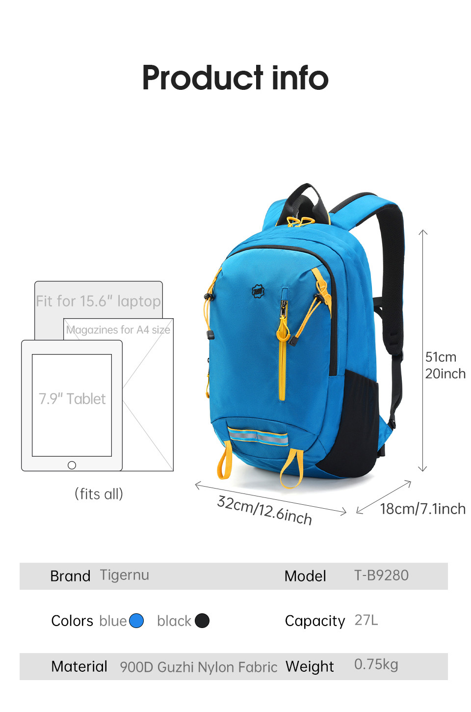 T-B9280 New Trending Waterproof Hiking Backpack Mountaineering Bag With Reflective Strip
