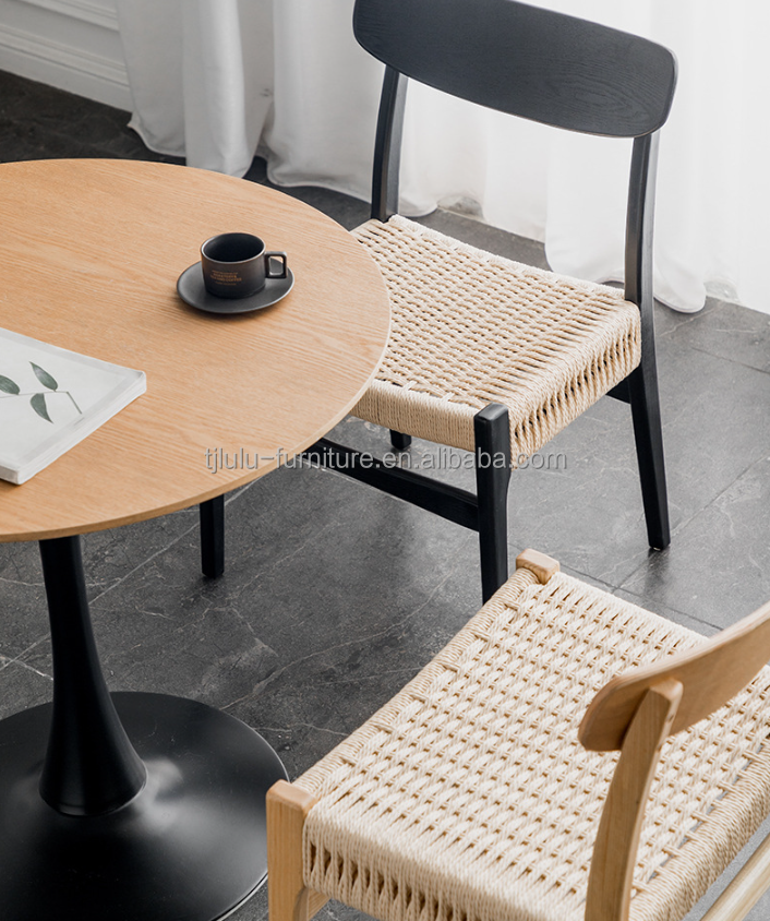 Customized Dining Room Furniture Nordic Wood Dining Chair Rattan Chair